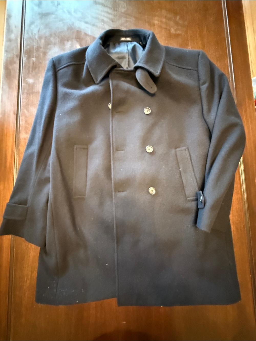 Men's Double-Breasted Pea Coat in Black